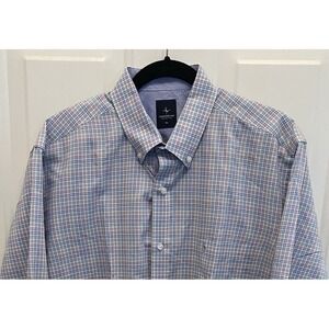 Tailorbyrd Blue Plaid Flip‎ Cuff Button Down Long Sleeve Mens XL Preppy